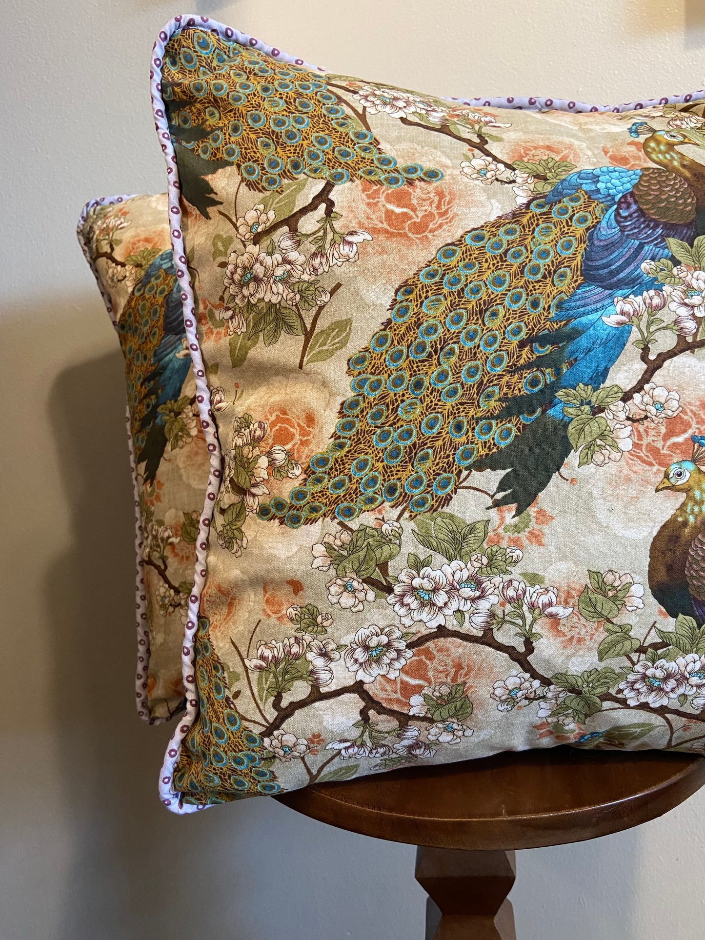 Handmade Peacock Print Pillow - Set of 2