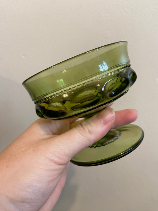 Vintage Green Glass Ice Cream Bowls - Set of 4