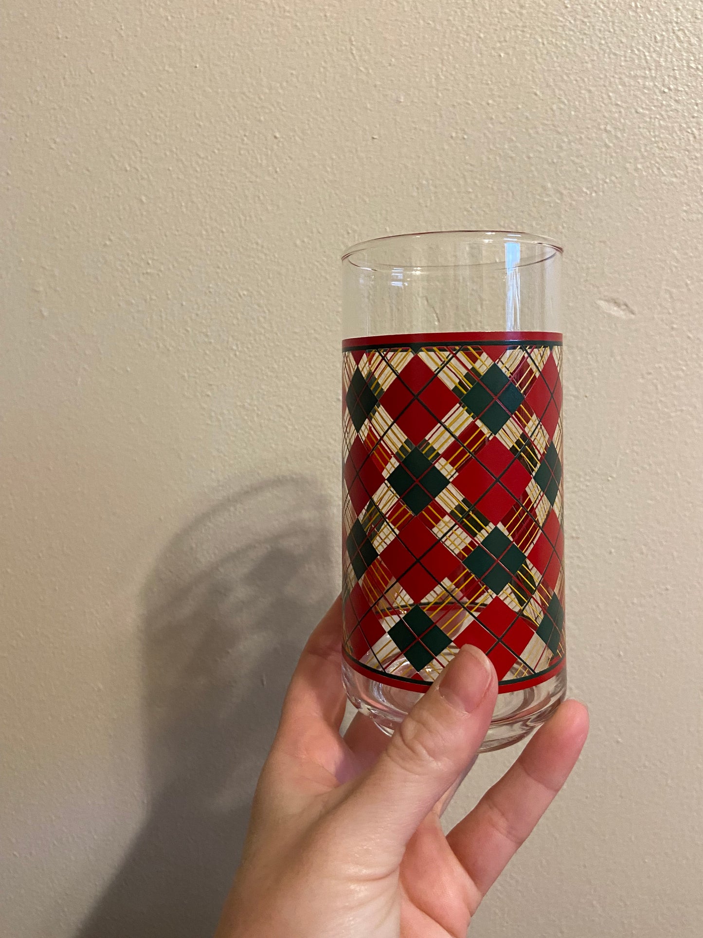 Vintage Plaid Glasses - Set of 6