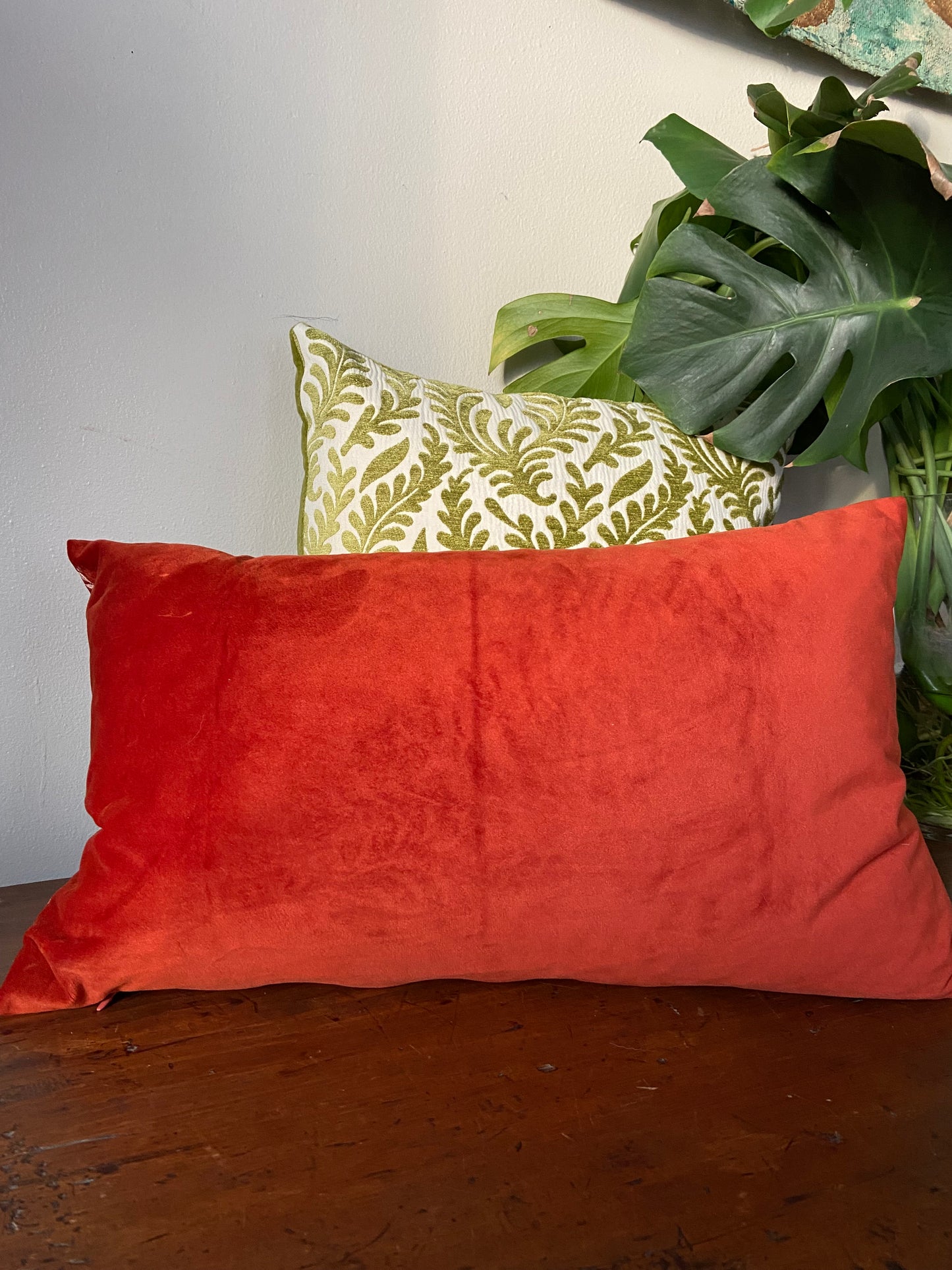 Velvet Rust Lumbar Pillow